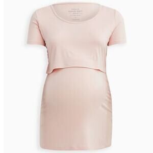 Torrid Maternity & Nursing Breastfeeding Super Soft Cozy Pink Print Top T Shirt